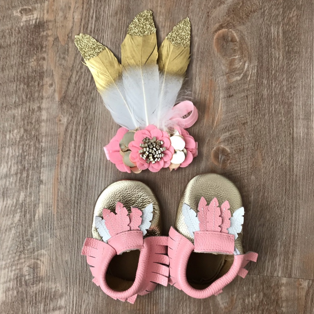 Moccasins and feather headband